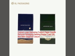 Custom Logo Stamping Custom Papier Kerze Parfüm Verpackung Nesting Holder Fall Geschenkbox mit diagonalen Schließung