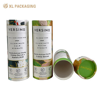 kaufen Custom 1.5mm Karton Roll-Edge Paper Tube Box mit Gold Hot Stamping und Ausgerichtet Position Design für kosmetische Zylinderverpackung Online-Herstellung