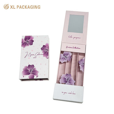 kaufen Custom Lippenstift Geschenk-Box mit eingebauten Spiegel Vier-Abteil Einfügen und Gold Glitter Blumendruck Online-Herstellung