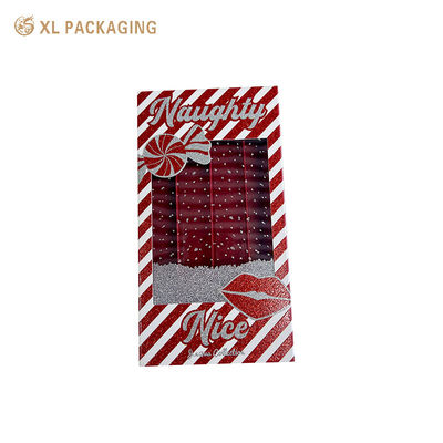 kaufen Anpassungsfähige Red Glitter-Slide-Schublade Geschenkbox mit transparenten PVC-Ansichtsfenster und dickem starrem Karton für Lippenstiftverpackungen Online-Herstellung
