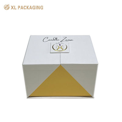 kaufen Kundenspezifische Logo magnetische Geschenkbox mit Doppeltür, weiße perlmuttartige Papiergeschenkverpackung mit Goldfolie für Kosmetika Online-Herstellung