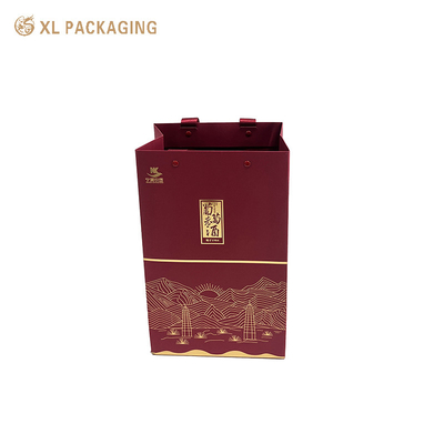 kaufen Umweltfreundliche Rote Papier-Geschenktaschen Einer Weinverpackungstaschen mit Bandgriff online manufacture
