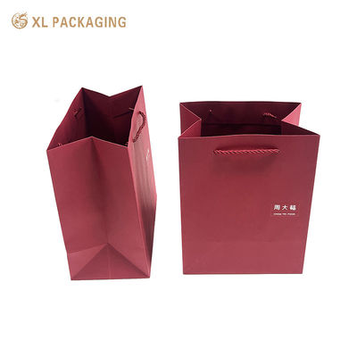 kaufen Luxus-Wein-Rote Papier-Geschenktasche mit benutzerdefiniertem Logo, verstärktem gefaltetem Boden und verdrehten Papiergriffe für Premium-Shopping und Geschenkverpackungen Online-Herstellung