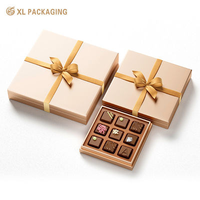 kaufen Luxus Champagner Gold Schokolade Geschenkbox mit Multi-Grid EVA Einfügen und Ready-Gift Band Bow Online-Herstellung