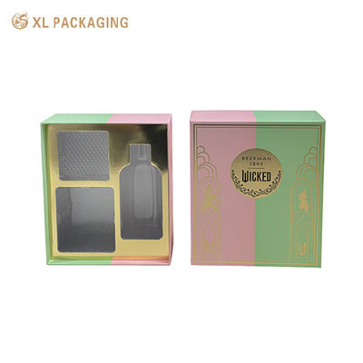 kaufen Elegante Split Pink Grün starre Hautpflege Geschenkbox Doppel Gold & Schwarz Warmstempel, Custom PET Einfügen ausgekleidet Goldkarte Luxus Kosmetik Verpackungskiste Online-Herstellung