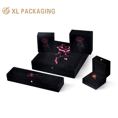 kaufen Custom Logo Lint Schmuckbox Verpackung Halskette Ohrring Armband Set Schmuck Anzeige Lagerbox Schmuckbox Online-Herstellung