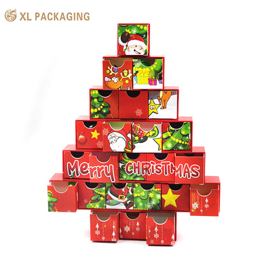 kaufen Luxuriöse, kundenspezifische Weihnachtsmysteriöse Papiergeschenke, Adventskalender-Box, überraschende Kosmetikmysteriöse Boxen mit fröhlicher Verpackung online manufacture