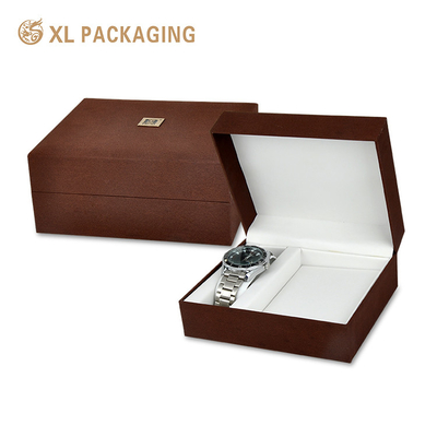 kaufen Custom Logo Flip-Top-Uhr-Box mit Lychee Textur Falsches Lederpapier für Schmuck und Uhr Geschenkverpackung Online-Herstellung
