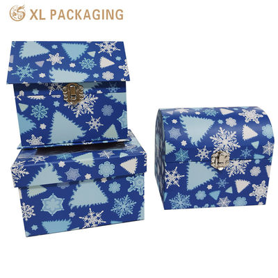 kaufen Benutzerdefinierte Feiertags-Strukturierte Geschenkbox mit Vintage-Metallriegel und Winter-Weihnachtsdruck Online-Herstellung