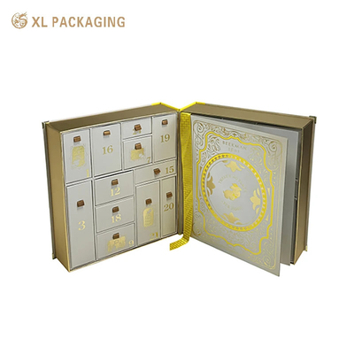 kaufen Luxus Hautpflege Adventskalender Box Klassiker Sammlerbuch Design mit Goldfolie Logo für Weihnachten online manufacture