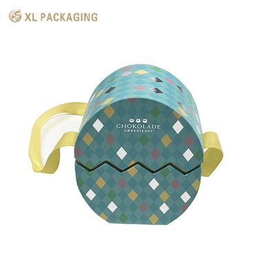 kaufen XL Verpackung Kundenspezifische Verpackungsbox Fabrik Kundenspezifische Osterei-Bonbon-Papierboxen Eiform Geschenkbox Verpackung Deckel und Bodenbox mit Band Online-Herstellung