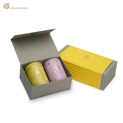 kaufen Luxuriöse magnetische Klappbuch-Teegeschchenkbox mit individuellem Wellpappe-Einsatz und austauschbarem gelbem Ärmel Online-Herstellung