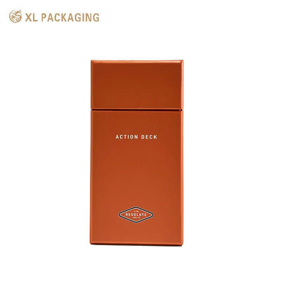 kaufen Benutzerdefinierte schräge Kante starre Geschenkbox 2mm grauer Karton 157gsm Kunstdruckpapier orangefarbene Verpackungsbox Online-Herstellung
