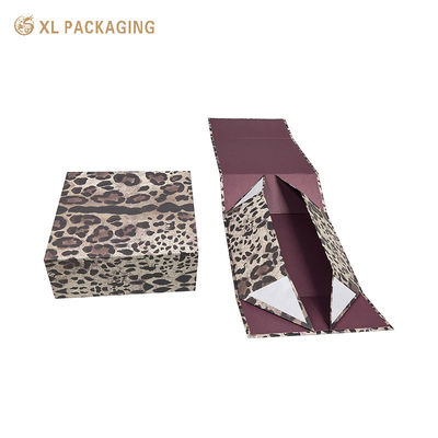 Luxuriöse, magnetische Falt-Geschenkbox mit Leopardenmuster für Handtaschen, flache Versandbox