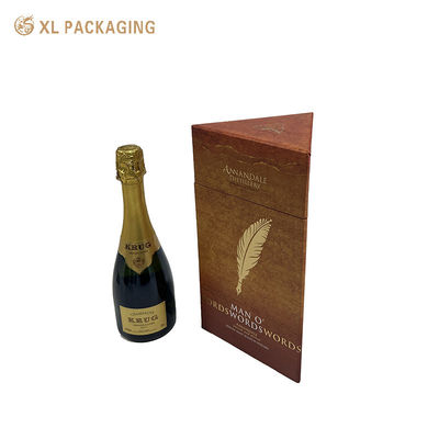 Luxus-Dreieck-Weinkiste mit Kartonflaschenhalter und Goldfolie