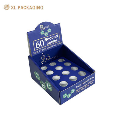 Großhandel individuell bedruckte Wellpappe-Displaybox | Flat-Pack-Thekendisplay-Verpackung mit 12-fach-Einsatz für CBD-Serumspray