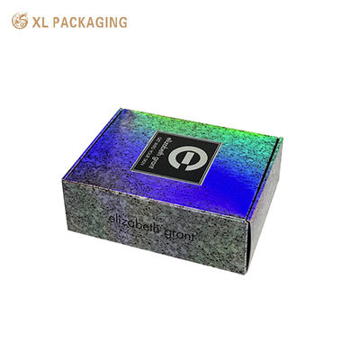 Custom Holographic Silber Kosmetik Mailer Box mit geprägtem heißem Silber Logo und Schaum einfügen