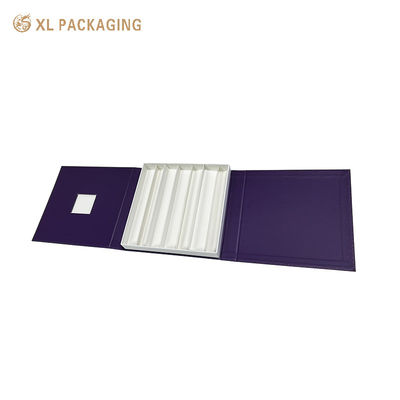 Doppel offene 7-Slot lila magnetische Schokoladenverpackungskiste mit voll geprägtem