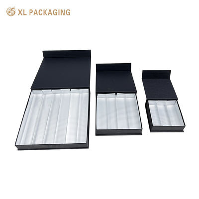 Custom Luxus Schwarze Schokoladenbox Weißes Logo Magnet Geschenkbox mit Papier Trennern