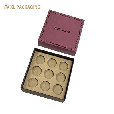2-teiliges Deckel und Basis Schokolade Geschenk-Box lila starre Box mit 9 Schlitz-Einsatz