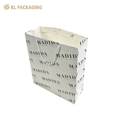 Custom Logo 300gm Kartonpapier-Einkaufstaschen mit Matte-Lamination und Baumwollbandgriffe für Kleidung