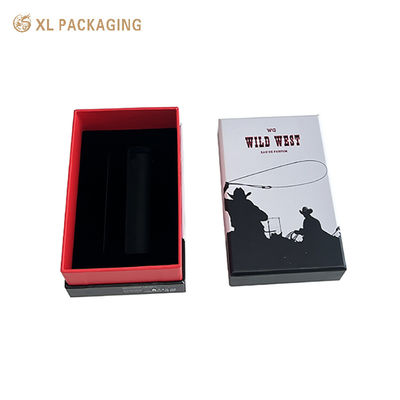 Maßgeschneiderte 3-teilige Parfüm-Geschenkbox mit Deckel und Boden mit Western-Cowboy-Aufdruck und schwarzem, mit Samt beflocktem EVA-Einsatz