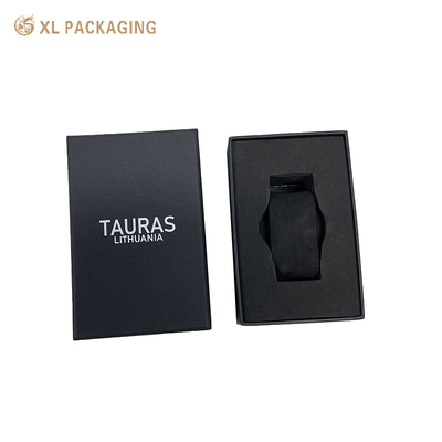 Luxuriöses Custom Logo Schwarzes Deckel und Basis starre Boxen Papierbox Karton Papierverpackung Uhrenbox Verpackung mit EVA