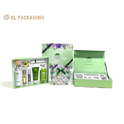 Umweltfreundliches benutzerdefiniertes Logo Magnetverschluss Große Luxus-Kosmetik-Box Hautpflegeverpackung mit abnehmbarem Tablett Dauerhaftes Karton perfekt für Geschenke & Branding