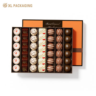 Luxuriöse Schokoladen-Geschenkbox mit vertikalem Multi-Grid-EVA-Einsatz und Retro-Kontrastfarben-Design in verdicktem, stabilem Karton