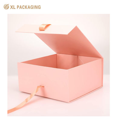 Rosa zusammenklappbare, faltbare Verpackungsbox aus starrem Papier mit Magnetverschluss für Hautpflege und Luxusgeschenke