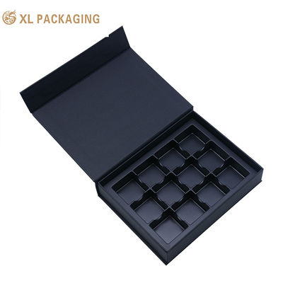 Magnetisch geschlossene Schokoladenpapierbox 12 Löcher Schwarze Box Custom Logo Verpackung