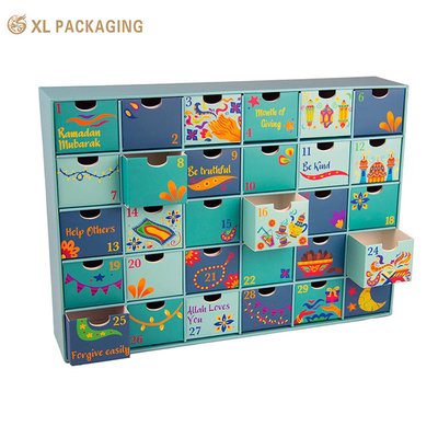 24 Stück Schubladen Geschenke Schachteln Papier Kosmetik Weihnachten Advent Kalender Verpackung Box mit Heißstempel Innen Außen