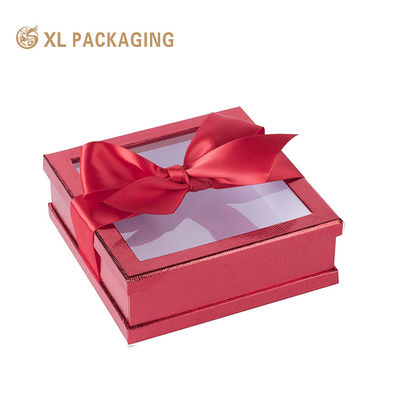 Luxuriöse Quadratische Deckel & Basis Fenster Geschenkbox mit Schraubknoten für Schmuck Accessoire Verpackung