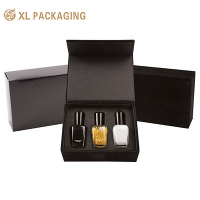 Schwarze Matte Buchförmige Nagellack Geschenkbox 2mm Dicke Platte Flocked EVA Tray Nagellack Verpackungskiste