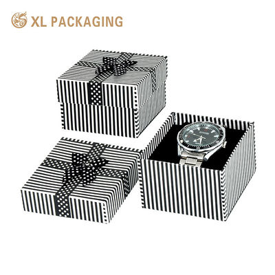 Schwarze beflockte Einlage Uhren-Geschenkbox mit Deckel-und-Boden-Struktur und individuellem Logodruck