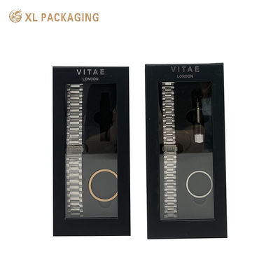 Luxuriöse schwarze Papieruhrbox mit individuellem Logo-Druck