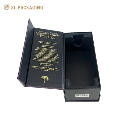 Benutzerdefinierte magnetische Wein-Geschenkbox mit 2 mm starkem Karton, Goldfolienprägung und EVA-Schaumstoffeinsatz für die Likörverpackung
