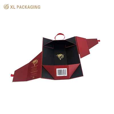 Bandgriffe Silberfolie Logo Druck Klappweinkiste für Luxus Champagner Geschenke Luxus Custom Wine Box