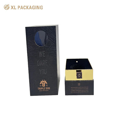 XL-Verpackung Custom Packaging Box Factory Custom Printed Gold Foil Logo Wein Geschenkbox Verpackung mit Fensterdeckel und Basis Papierbox Factory