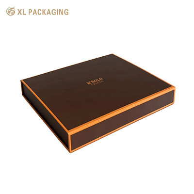 Custom Logo Klappbare Kosmetikverpackung Matte Braun & Orange starre Geschenkbox mit flacher Verpackung für den E-Commerce