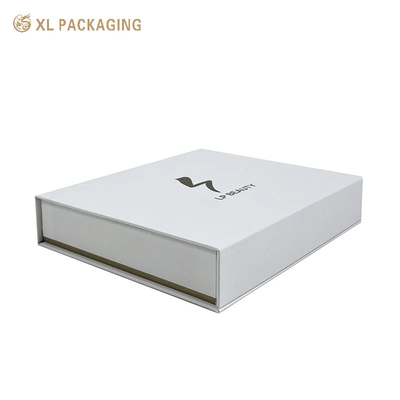 Weiße Magnetpapierbox Goldfolie Logo Magnetisch verschließbare Geschenkbox Verpackung Hautpflegebox mit EVA-Einsatz