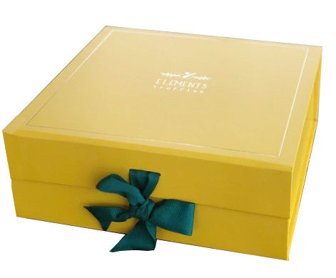 Weich berührbar gelb magnetisch steifer Geschenkkasten mit Kleiderband