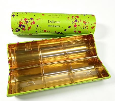 Round Chocolate Gift Box Magnetic Closure Gold Inside Food Safe Tray Custom Logo