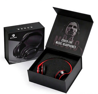 Custom Earbuds Magnetic Rigid Box Foam Tray Insert Printing With Soft Touch Finish